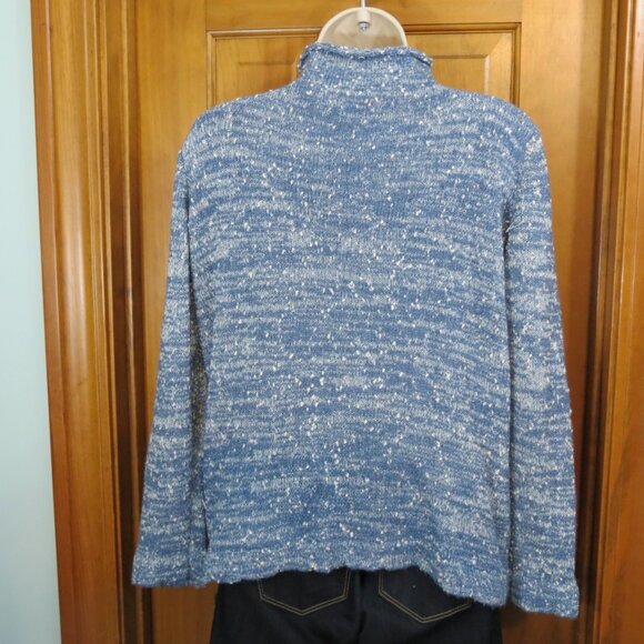 Veronique Denim Blue/White Slub Funnel Neck Sweater Poly & Wool Ireland Size 14 - Picture 6 of 11
